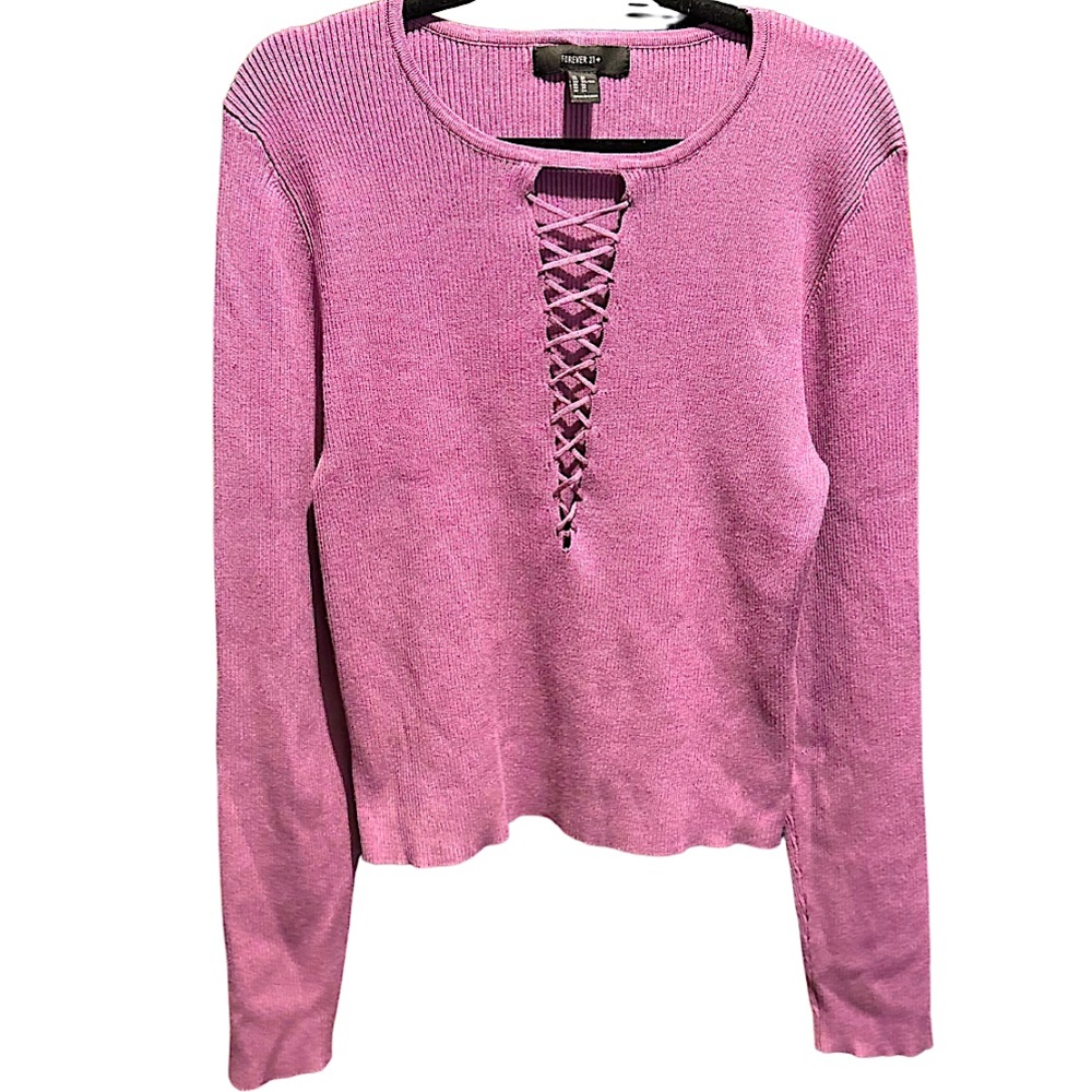 Forever 21 Plus Size Criss Cross Ribbed Sweater Soft Stretchy